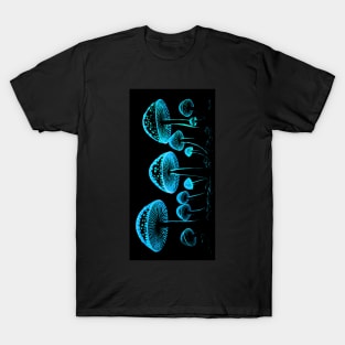 Blue Glowing Mushrooms T-Shirt